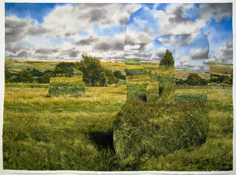 Painting by Colin Hunt titled &quot;Untitled [Adam and Eve], watercolor on paper, 22 by 30 inches.