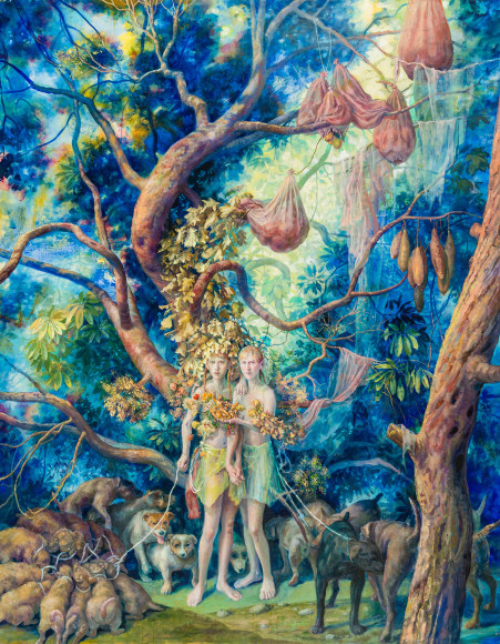 Julie Heffernan (b. 1956), &quot;Self-Portrait as Laoco&ouml;n,&quot; 2019&ndash;23. Oil on canvas, 96 x 75 1/2 in.