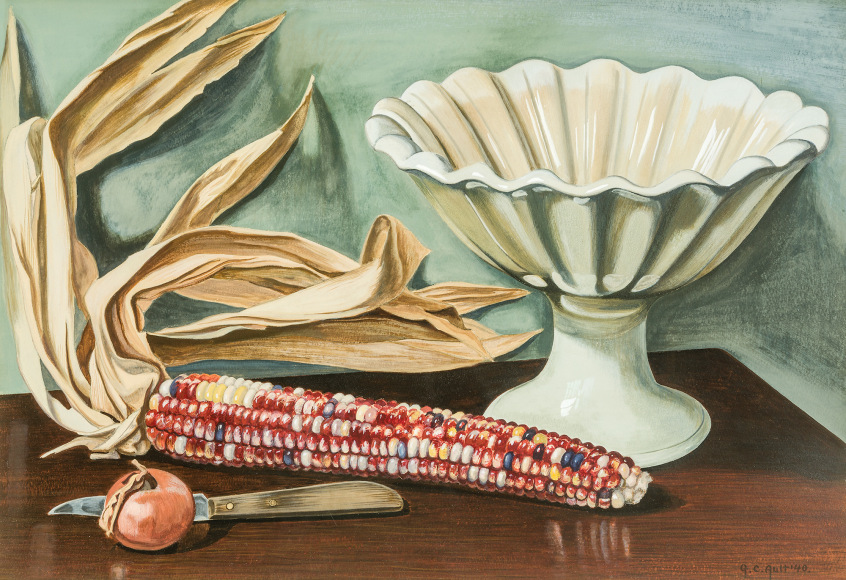 GEORGE COPELAND AULT (1891–1948), "Corn from Iowa," 1940. Gouache on paper, 13 1/2 x 19 3/4 in.
