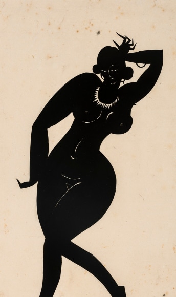 HUNT DIEDERICH (1884–1953). Voluptuous Woman. Paper cutout, 13 1/8 x 9 in.