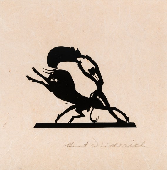 HUNT DIEDERICH (1884–1953), "Matador and Bull (Small)." Paper cutout on rice paper, 4 3/4 x 4 5/8 in.