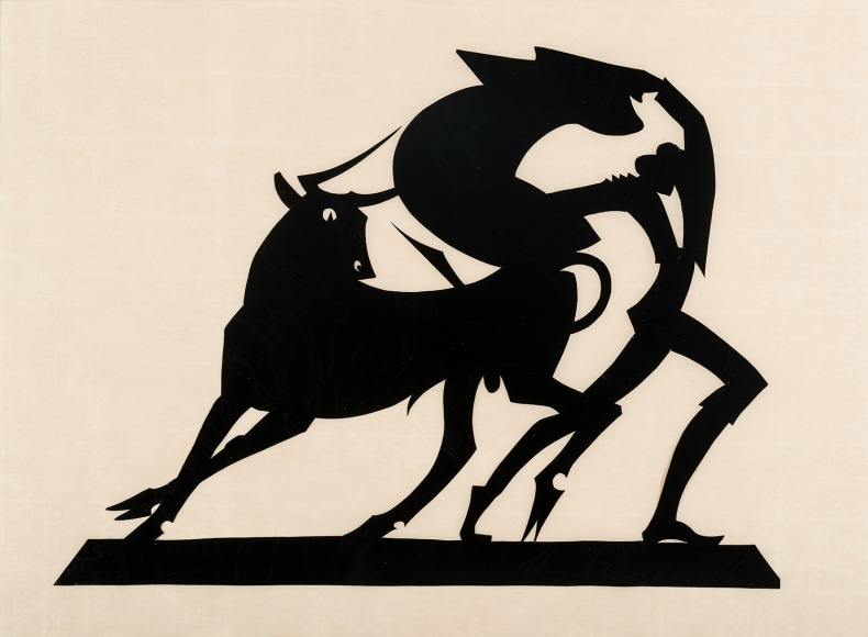 HUNT DIEDERICH (1884–1953), "Matador and Bull." Paper cutout, 11 1/2 x 15 in.