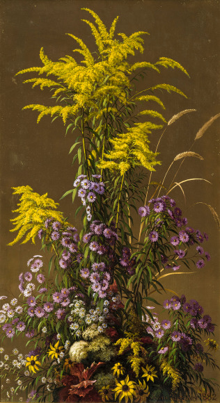 JOHN ROSS KEY (1832–1920), "Goldenrod and Other Wildflowers ," 1882. Oil on canvas, 36 x 20 in.
