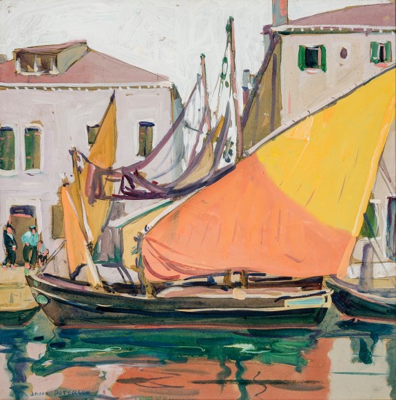 JANE PETERSON (1876&ndash;1965), &quot;Venice,&quot; about 1918&ndash;20. Gouache on paper, 17 1/2 x 17 1/2 in.