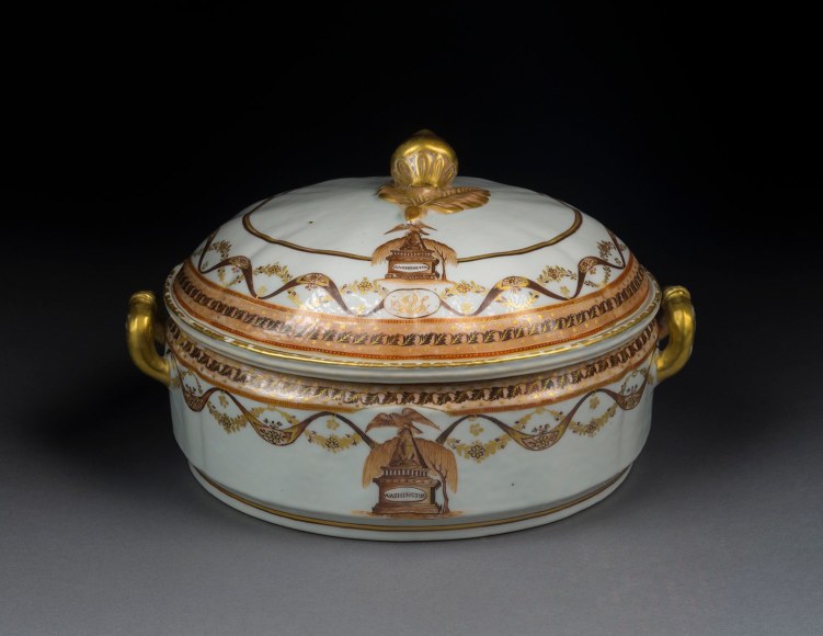 Chinese Export Porcelain Covered Two-section Vegetable Dish from the Joseph R. Sims “Washington Memorial” Service, about 1800–05, Chinese, for the American Market