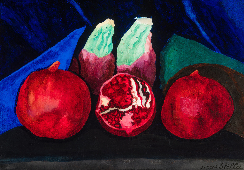 JOSEPH STELLA (1877&ndash;1946), &quot;Prickly Pears and Pomegranates,&quot; about 1929. Watercolor and gouache on paper, 13 1/4 x 19 1/2 in.