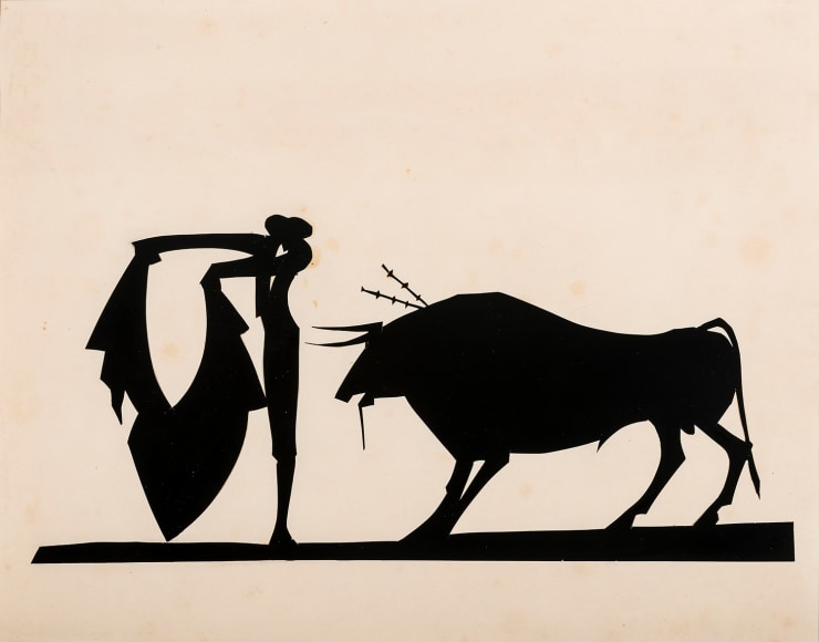 HUNT DIEDERICH (1884–1953). Matador and Bull. Paper cutout, 10 3/8 x 12 3/8 in.