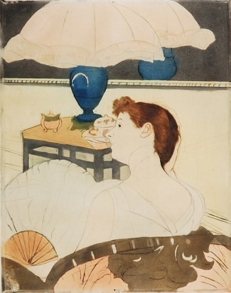 Mary Stevenson Cassatt (1844–1926). The Lamp, 1890–91. Drypoint, soft-ground etching, and aquatint, printed in colors, inked à la poupée, on laid paper,  12 3/4 x 9 15/16 in.