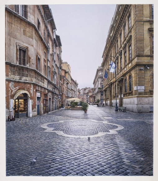 Piazza delle Cinque Scole, 2015, Watercolor over graphite on paper, 30 x 26 in. 