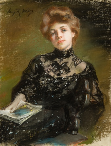 IRVING RAMSAY WILES (1861–1948), "A Woman Seated," c. 1900–10. Pastel on primed canvas, 15 x 11 3/4 in.