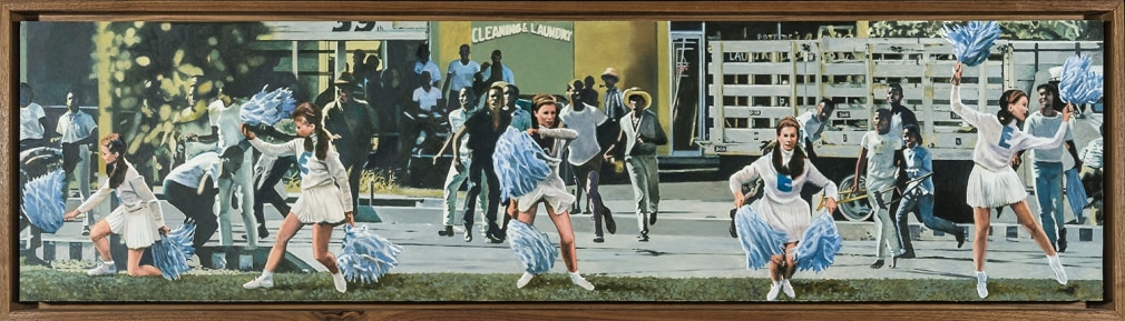 End Zone, 2014, Oil on panel, 10 5/8 x 40 1/2 in.&nbsp;