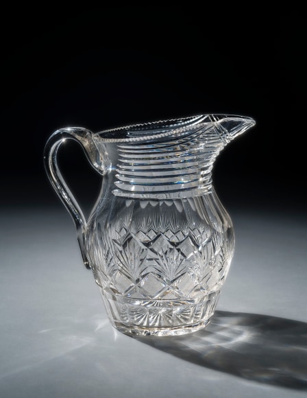 Clear “Strawberry Diamond and Fan” Pitcher, about 1820–25, Bakewell, Page & Bakewell, Pittsburgh (active 1808–82)