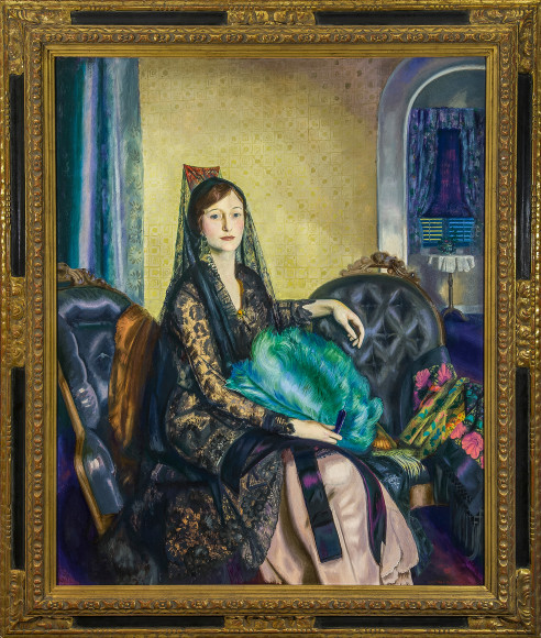 GEORGE WESLEY BELLOWS (1882&ndash;1925) &quot;Portrait of Elizabeth Alexander,&quot; 1924 Oil on canvas, 53 x 43 in. Showing gilded and black-painted frame.