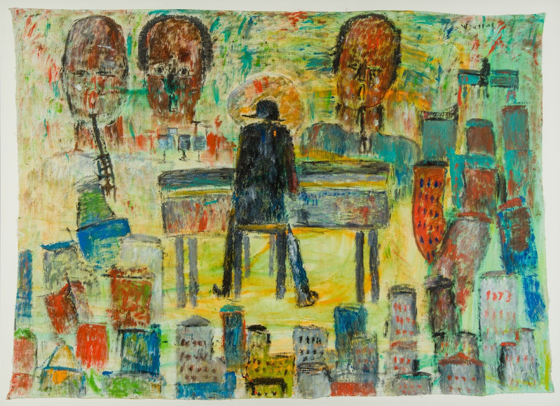Purvis Young (1943&ndash;2010), &quot;Thelonius Monk: Jazz in a Colored Town,&quot; early 1970s. Paint on canvas, 48 x 68 in.