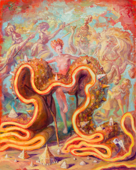 Julie Heffernan (b. 1956), &quot;Study for Self-Portrait with Runner,&quot; 2023. Oil on canvas, 20 x 16 in.