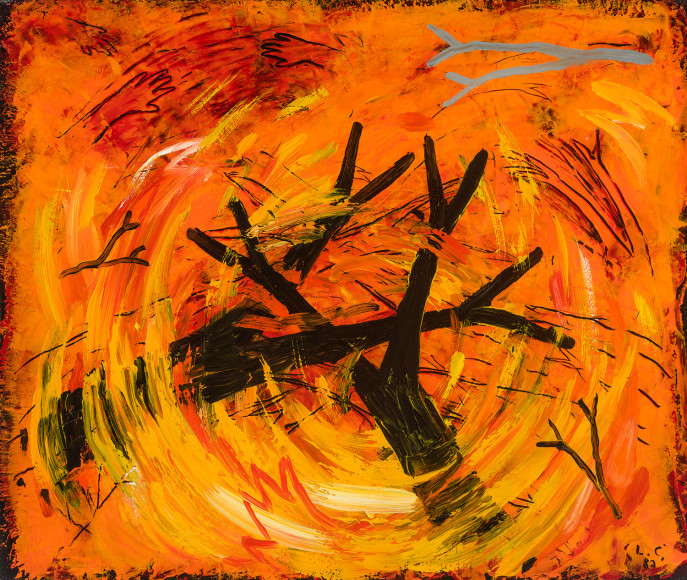 LOUISA CHASE (1951&ndash;2016), &quot;Untitled (Fire Study),&quot; 1983. Oil and wax on canvas, 22 x 26 in.