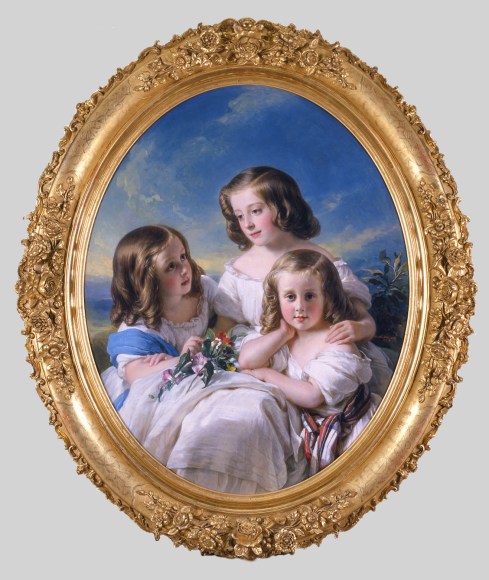 Hermann Winterhalter (1808–1891), "Trois demoiselles de la famille de Chateaubourg," 1850. Oil on canvas (oval), 40 1/4 x 32 in.