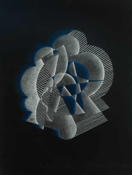 WINOLD REISS (1886–1953), "Abstraction." Pastel on black paper, 25 x19 in.
