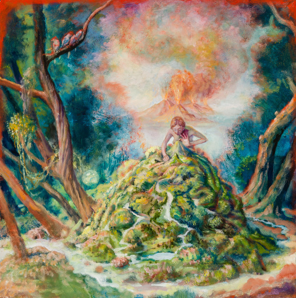 Julie Heffernan (b. 1956), &quot;Study for Self-Portrait with Mound,&quot; 2023. Oil on canvas, 20 x 20 in.