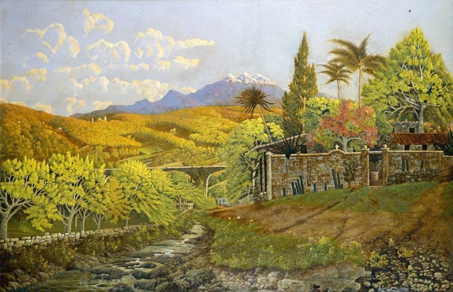 A Mission with Mt. Ixtacihuatl in the Distance, about 1900