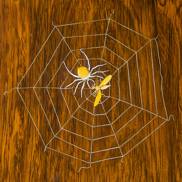 Tiered Square Table in the Aesthetic Taste (detail of spiderweb inlay, top), about 1880, A. &amp;amp; H. Lejambre, Philadelphia (active 1865&ndash;1907)