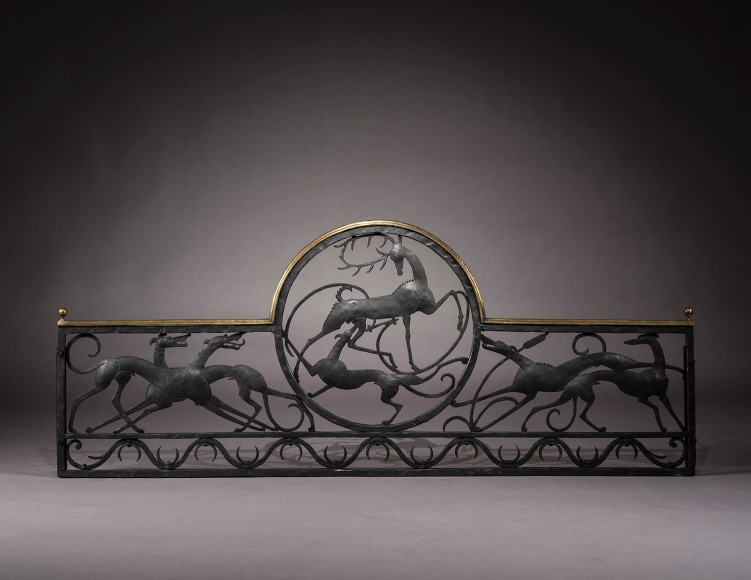 HUNT DIEDERICH (1884–1953), "Window Railing for the James Byrne Residence, 270 Park Avenue, New York," about 1920. Painted wrought iron and brass, 25 3/4 x 64 x 1 1/4 in.