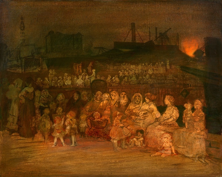 figures with buildings