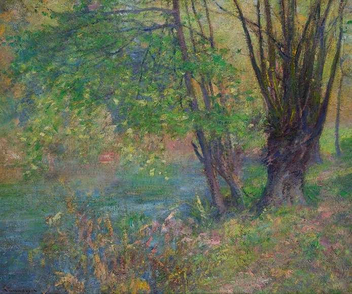 Robert William Vonnoh (1858-1933), Lure of the River Bank, 1927