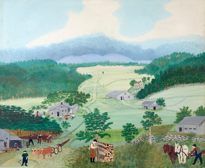 Anna Mary Robertson &ldquo;Grandma&rdquo; Moses (1860-1961), First Wagon on Cambridge Pike, 1944