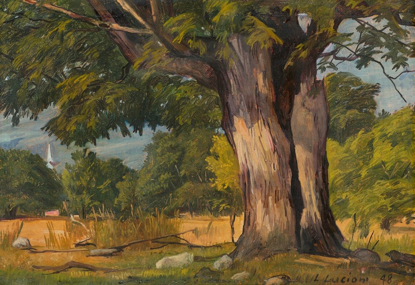 Luigi Lucioni (1900-1988), Maple and Steeple, 1948