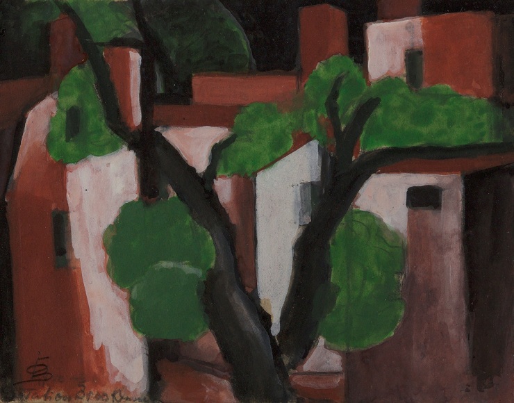 Oscar Bluemner (1867-1938), Sketch for Tempera Record #250, A Backyard (Brookline, MA), circa 1926