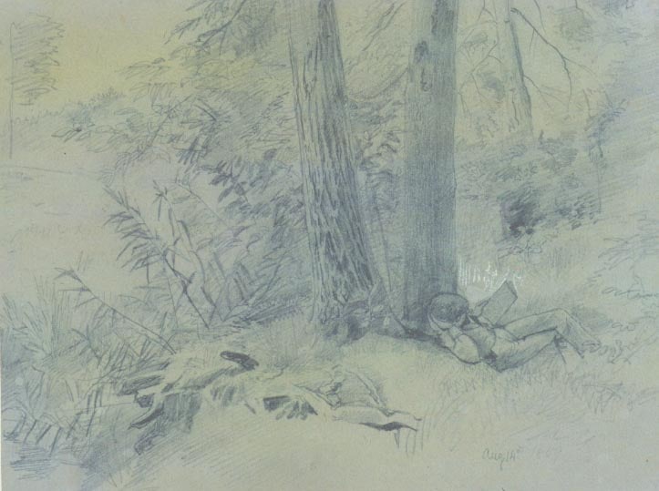 William Trost Richards (1833-1905), Figure Reading, 1859