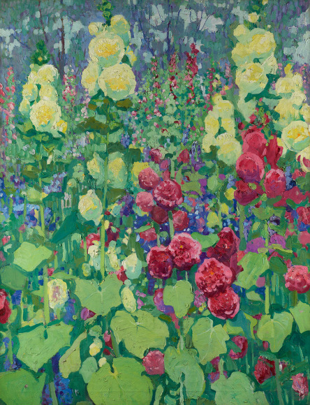 Jane Peterson (1876-1965) &nbsp;&nbsp;&nbsp;&nbsp;&nbsp;&nbsp;&nbsp;&nbsp;&nbsp;&nbsp;&nbsp;&nbsp;&nbsp;, Hollyhocks&nbsp;