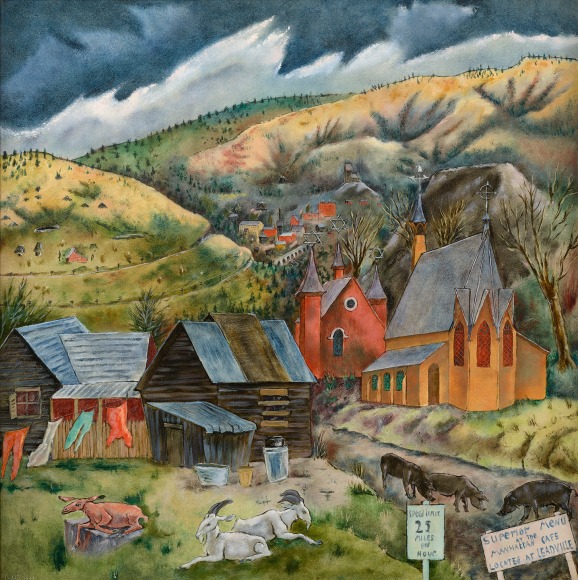 landscape with buildings and mountains