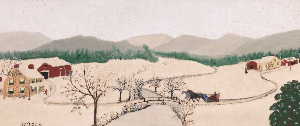 Anna Mary Robertson (Grandma) Moses (1860-1961), Over the River to Grandma&rsquo;s House on Thanksgiving, 1942