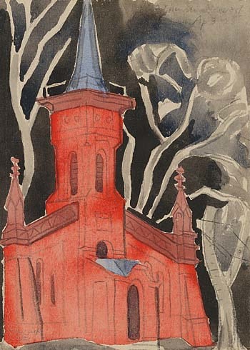 Oscar Bluemner (1867-1938), Church in Newark, South of Mercer Street, 1925
