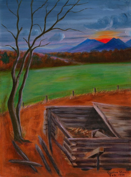 landscape with buildings and mountains