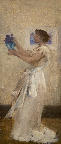 James Jebusa Shannon (1862-1923), Woman in White with Flowers, circa 1886