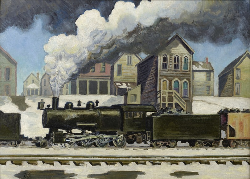 train with buildings