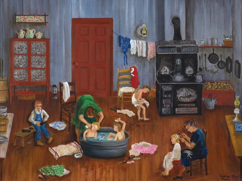 Queena Stovall (1887-1980), Saturday Night Bath, April 1951