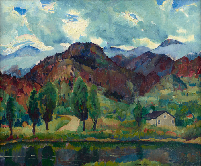landscape with buildings and mountains