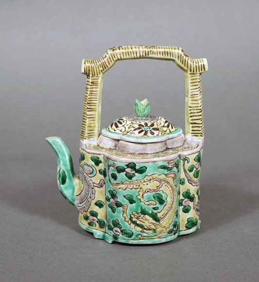 Fine and Very Rare Chinese Green and Yellow Porcelain Teapot