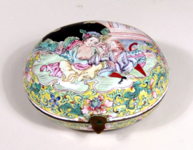 Rare Canton Enamel Oval Box