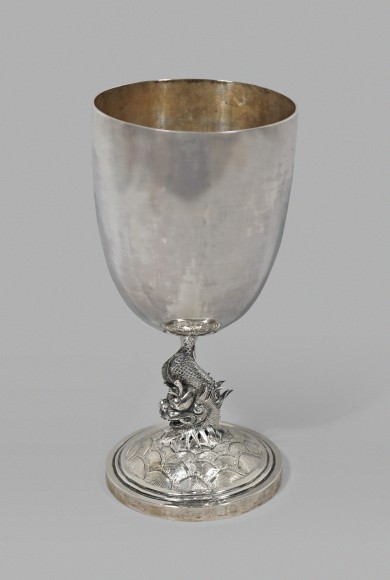 Chinese Export Silver Large Footed Chalice or Presentation Cup