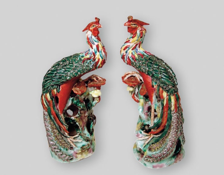 Pair of Chinese Porcelain Figures of Phoenixes