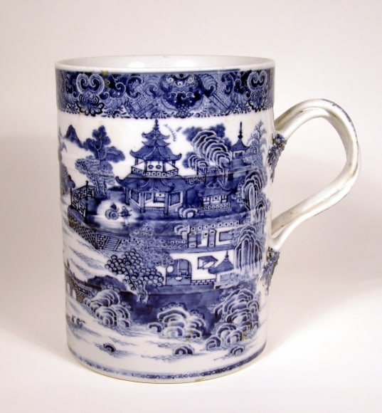 Rare Large Blue and White China Trade Porcelain Tankard