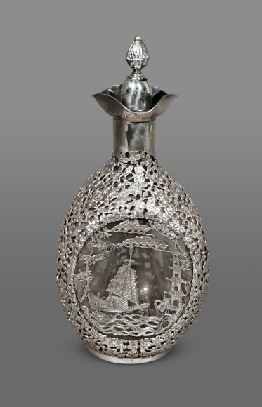 Very Fine and Rare Chinese Export Silver Pinch Bottle