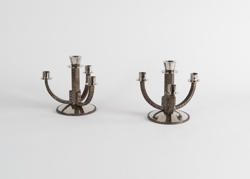 Pair of Four-Arm Modernist Candlesticks