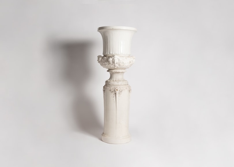 Printemps et Hiver, Fine Art Nouveau Jardiniere and Pedestal