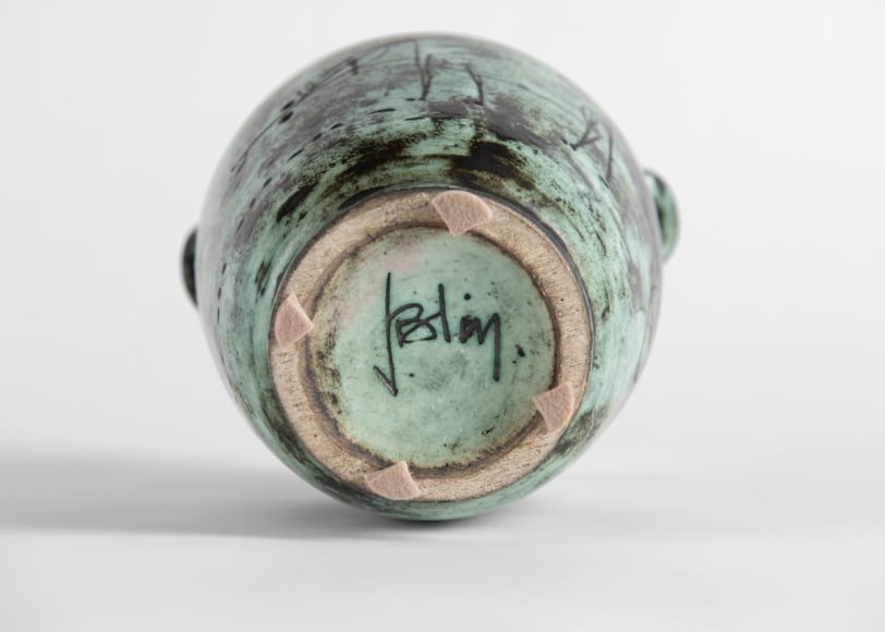 レア Jacques Blin ceramic フランス /リュエラン ペリアン Jacques Blin French Black Ceramic Abstract Pitcher Vase